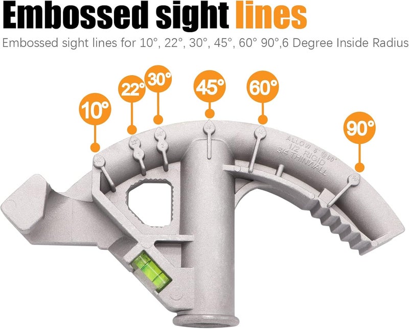 Fuzbaxy Conduit Bender Tool for 3/4inch EMT and 1/2 inch Rigid Pipes for Stub-Ups,Offsets,Back-to-Back(Aluminum) - Image 5